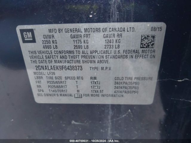 Photo 8 VIN: 2GNALAEK9F6438373 - CHEVROLET EQUINOX 