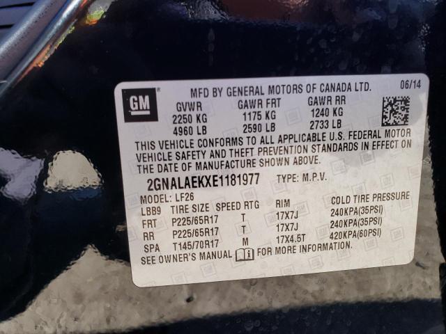 Photo 11 VIN: 2GNALAEKXE1181977 - CHEVROLET EQUINOX LS 