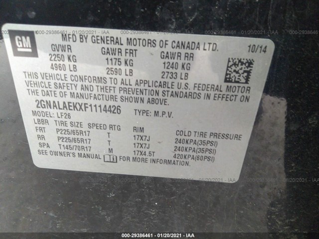 Photo 8 VIN: 2GNALAEKXF1114426 - CHEVROLET EQUINOX 