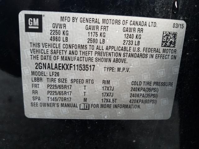 Photo 9 VIN: 2GNALAEKXF1153517 - CHEVROLET EQUINOX LS 