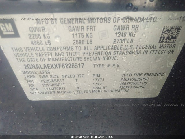 Photo 8 VIN: 2GNALAEKXF6226517 - CHEVROLET EQUINOX 