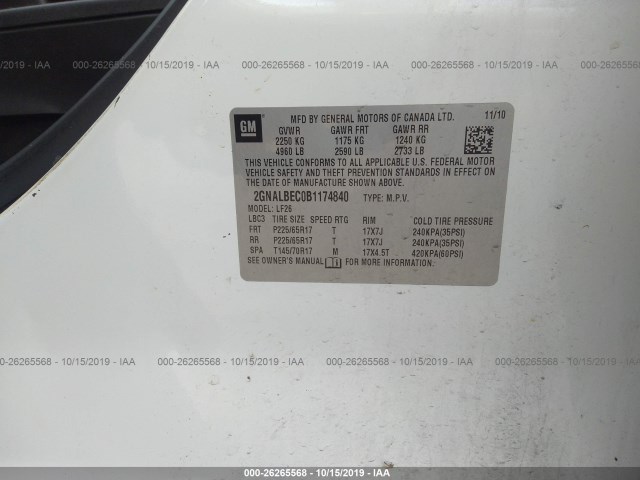 Photo 8 VIN: 2GNALBEC0B1174840 - CHEVROLET EQUINOX 