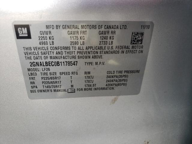 Photo 9 VIN: 2GNALBEC0B1178547 - CHEVROLET EQUINOX LS 