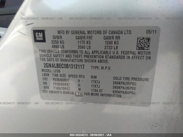 Photo 8 VIN: 2GNALBEC0B1312117 - CHEVROLET EQUINOX 