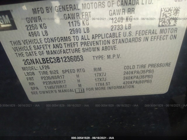 Photo 8 VIN: 2GNALBEC3B1236053 - CHEVROLET EQUINOX 