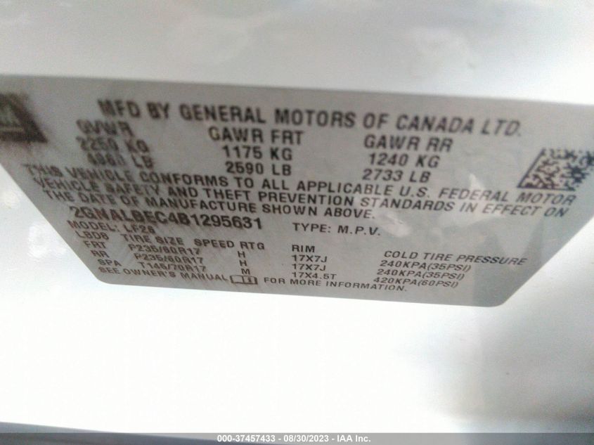 Photo 8 VIN: 2GNALBEC4B1295631 - CHEVROLET EQUINOX 