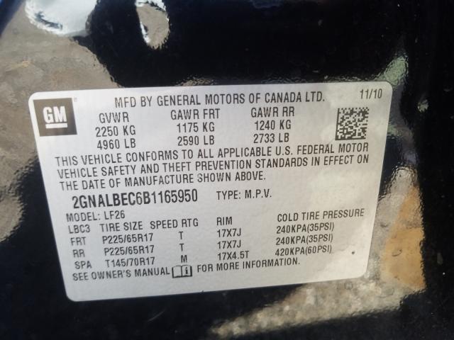 Photo 9 VIN: 2GNALBEC6B1165950 - CHEVROLET EQUINOX LS 