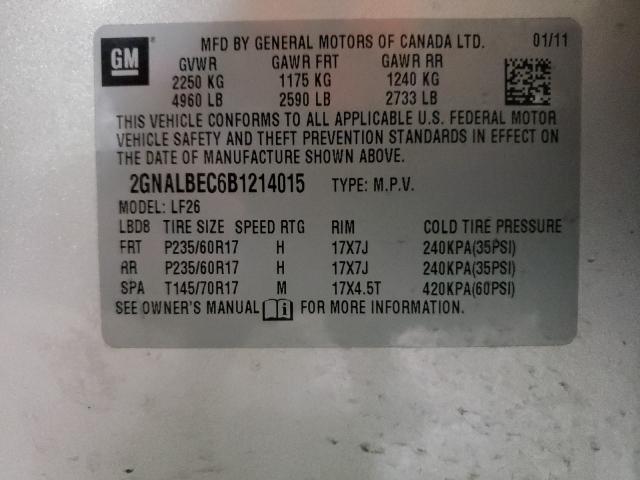 Photo 9 VIN: 2GNALBEC6B1214015 - CHEVROLET EQUINOX LS 