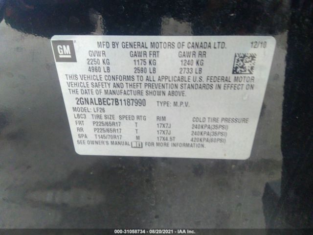 Photo 8 VIN: 2GNALBEC7B1187990 - CHEVROLET EQUINOX 