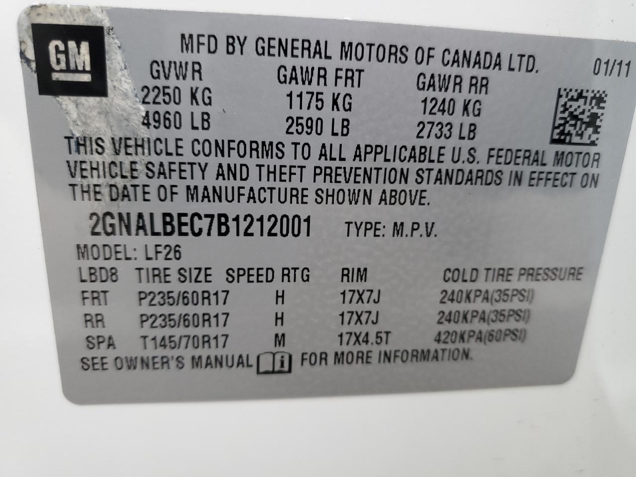 Photo 11 VIN: 2GNALBEC7B1212001 - CHEVROLET EQUINOX 