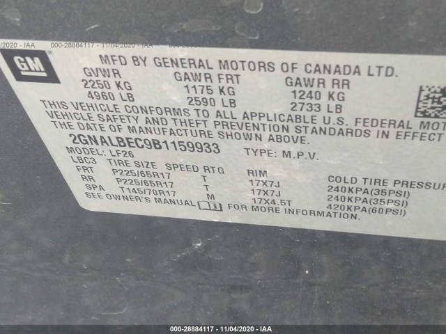 Photo 8 VIN: 2GNALBEC9B1159933 - CHEVROLET EQUINOX 