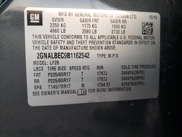 Photo 9 VIN: 2GNALBEC9B1162542 - CHEVROLET EQUINOX LS 