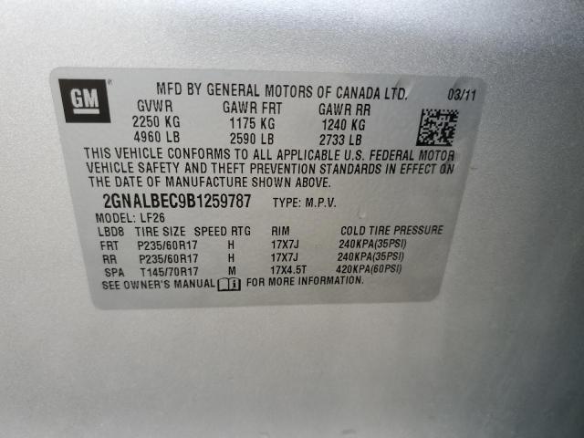 Photo 9 VIN: 2GNALBEC9B1259787 - CHEVROLET EQUINOX LS 