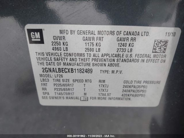 Photo 8 VIN: 2GNALBECXB1182489 - CHEVROLET EQUINOX 