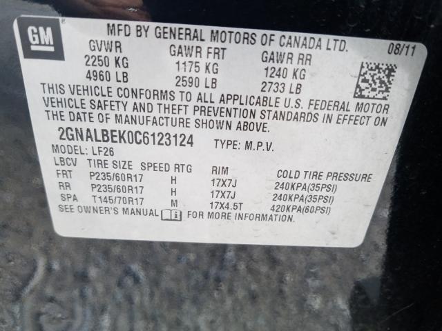 Photo 9 VIN: 2GNALBEK0C6123124 - CHEVROLET EQUINOX LS 