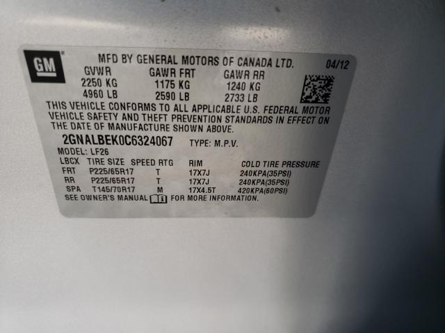 Photo 9 VIN: 2GNALBEK0C6324067 - CHEVROLET EQUINOX LS 