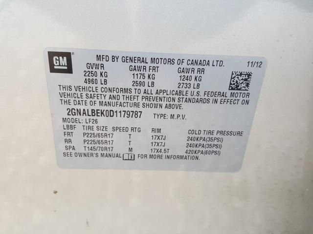 Photo 9 VIN: 2GNALBEK0D1179787 - CHEVROLET EQUINOX LS 