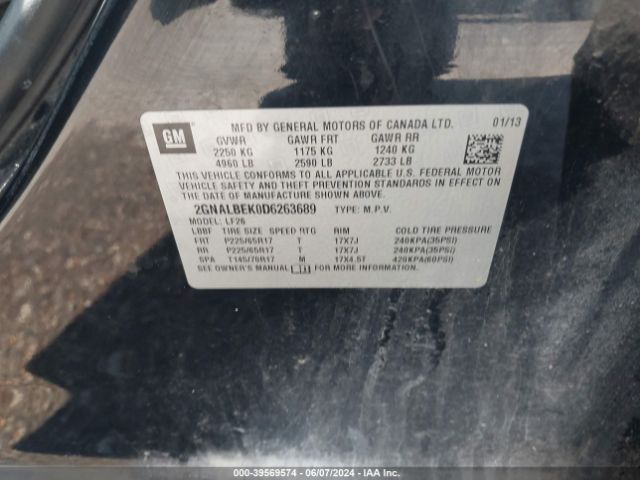 Photo 8 VIN: 2GNALBEK0D6263689 - CHEVROLET EQUINOX 