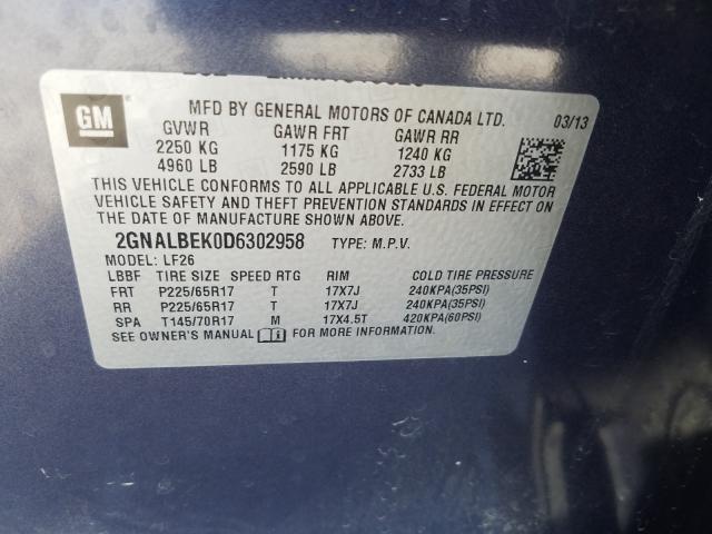 Photo 9 VIN: 2GNALBEK0D6302958 - CHEVROLET EQUINOX LS 