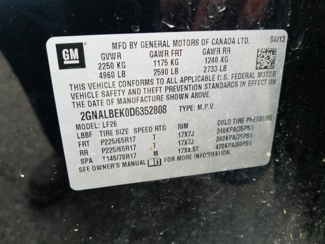 Photo 9 VIN: 2GNALBEK0D6352808 - CHEVROLET EQUINOX LS 