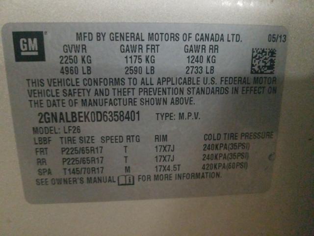 Photo 9 VIN: 2GNALBEK0D6358401 - CHEVROLET EQUINOX LS 