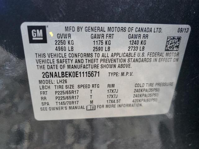 Photo 12 VIN: 2GNALBEK0E1115671 - CHEVROLET EQUINOX LT 