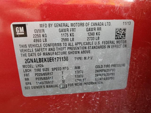 Photo 12 VIN: 2GNALBEK0E6171130 - CHEVROLET EQUINOX LT 