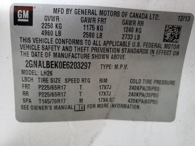 Photo 9 VIN: 2GNALBEK0E6203297 - CHEVROLET EQUINOX LT 