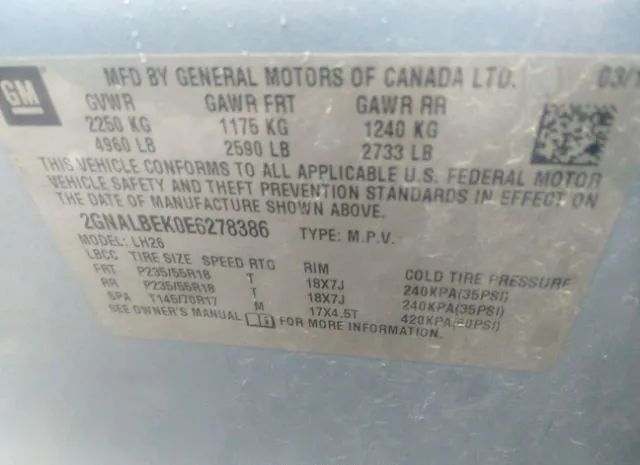 Photo 8 VIN: 2GNALBEK0E6278386 - CHEVROLET EQUINOX 