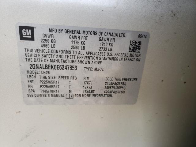 Photo 9 VIN: 2GNALBEK0E6347853 - CHEVROLET EQUINOX LT 