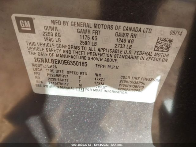 Photo 8 VIN: 2GNALBEK0E6350185 - CHEVROLET EQUINOX 