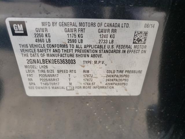 Photo 9 VIN: 2GNALBEK0E6363003 - CHEVROLET EQUINOX LT 