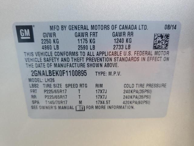 Photo 13 VIN: 2GNALBEK0F1100895 - CHEVROLET EQUINOX LT 