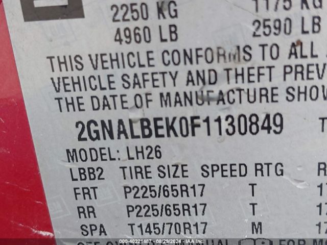 Photo 8 VIN: 2GNALBEK0F1130849 - CHEVROLET EQUINOX 