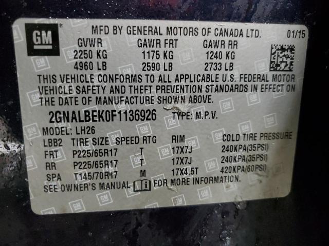 Photo 12 VIN: 2GNALBEK0F1136926 - CHEVROLET EQUINOX LT 