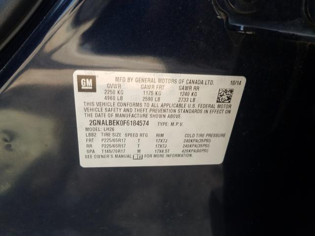 Photo 9 VIN: 2GNALBEK0F6184574 - CHEVROLET EQUINOX LT 