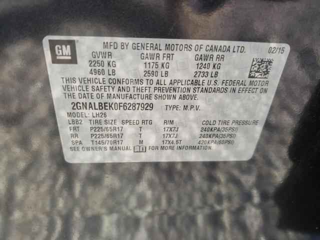 Photo 9 VIN: 2GNALBEK0F6287929 - CHEVROLET EQUINOX LT 