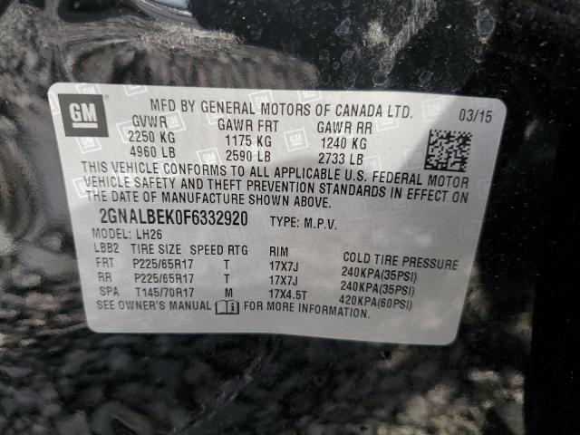 Photo 9 VIN: 2GNALBEK0F6332920 - CHEVROLET EQUINOX LT 