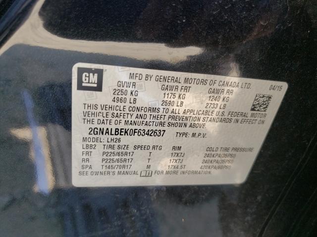 Photo 9 VIN: 2GNALBEK0F6342637 - CHEVROLET EQUINOX LT 