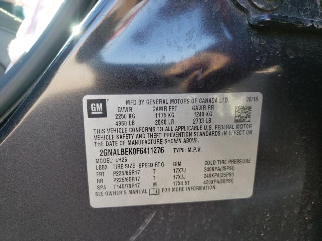 Photo 9 VIN: 2GNALBEK0F6411276 - CHEVROLET EQUINOX LT 