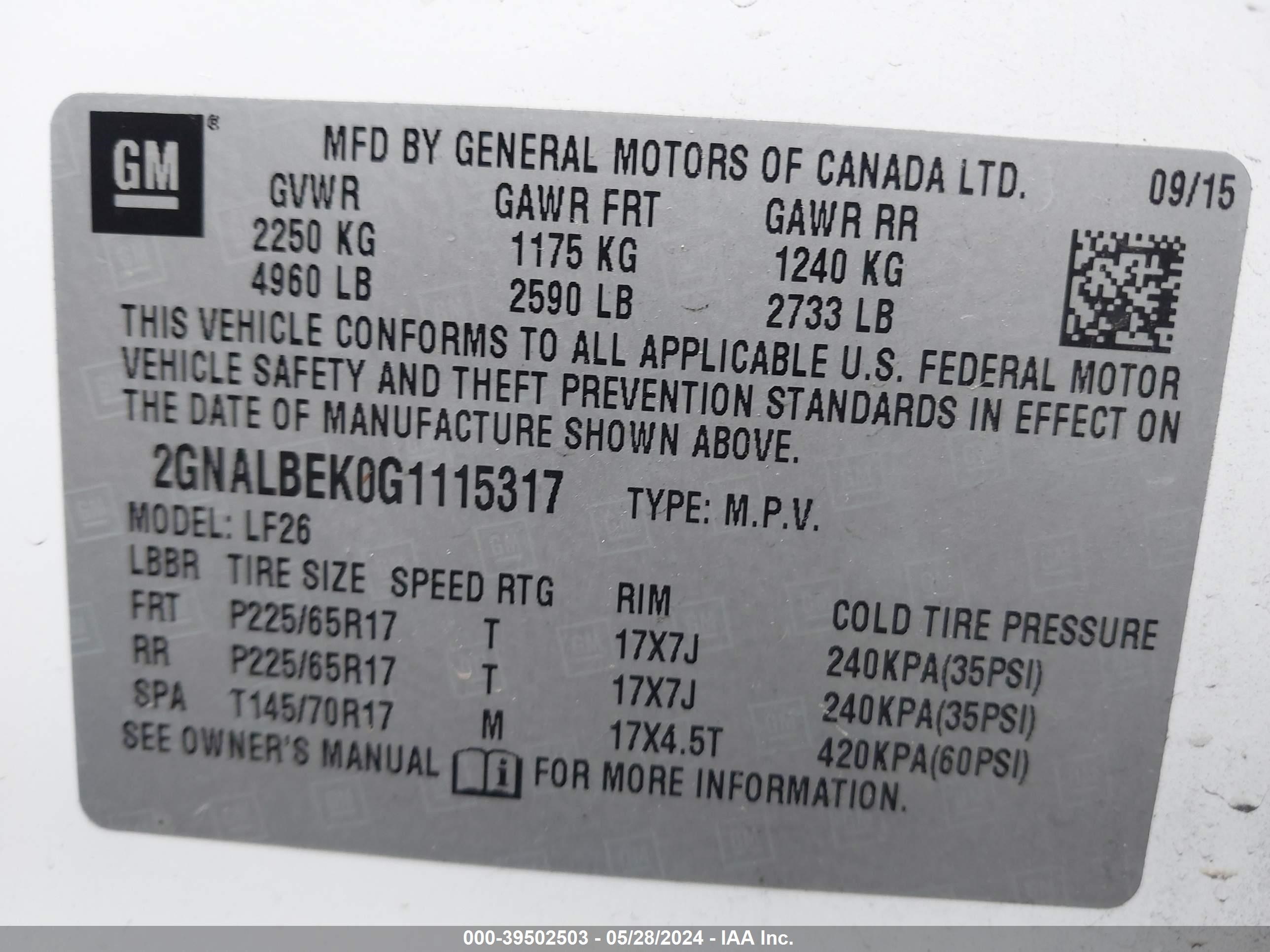 Photo 8 VIN: 2GNALBEK0G1115317 - CHEVROLET EQUINOX 