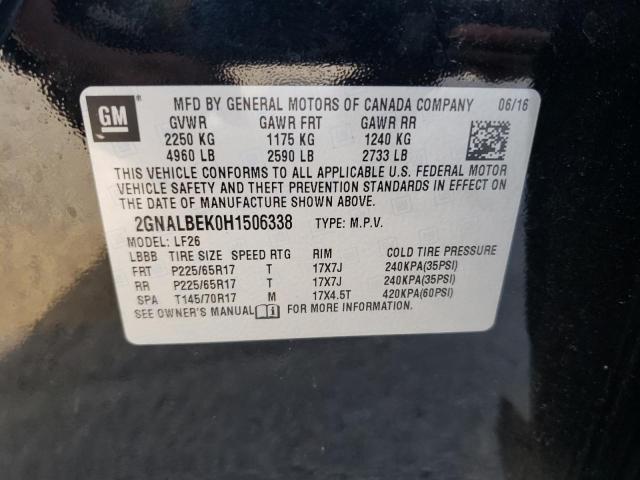 Photo 9 VIN: 2GNALBEK0H1506338 - CHEVROLET EQUINOX LS 