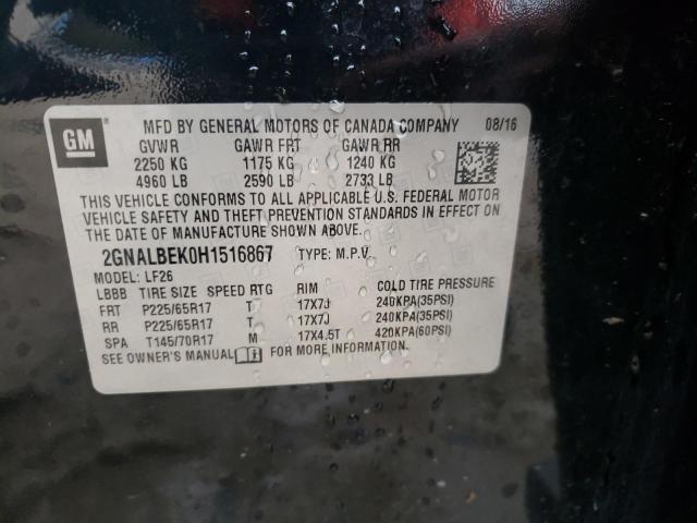 Photo 9 VIN: 2GNALBEK0H1516867 - CHEVROLET EQUINOX LS 