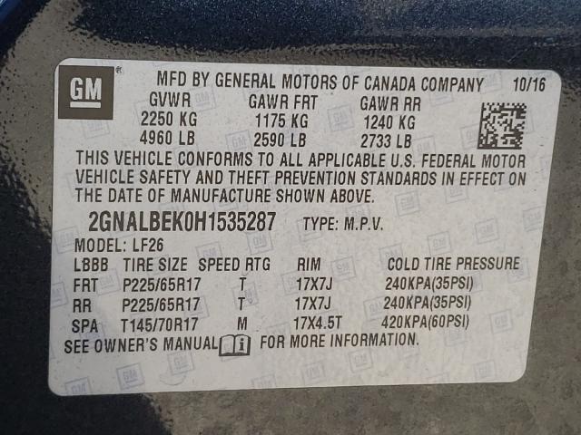 Photo 9 VIN: 2GNALBEK0H1535287 - CHEVROLET EQUINOX LS 