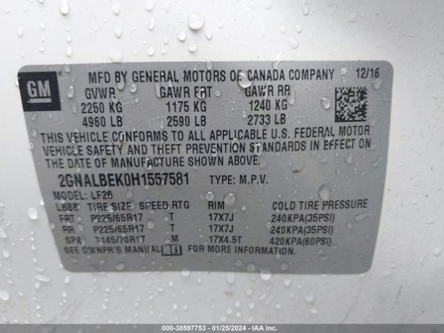 Photo 8 VIN: 2GNALBEK0H1557581 - CHEVROLET EQUINOX 