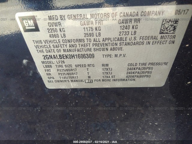 Photo 8 VIN: 2GNALBEK0H1606309 - CHEVROLET EQUINOX 