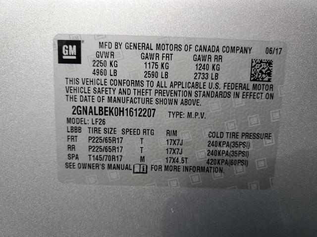 Photo 11 VIN: 2GNALBEK0H1612207 - CHEVROLET EQUINOX 