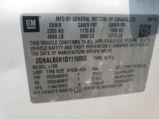 Photo 9 VIN: 2GNALBEK1D1119050 - CHEVROLET EQUINOX LS 