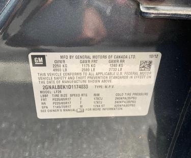 Photo 9 VIN: 2GNALBEK1D1174033 - CHEVROLET EQUINOX LS 