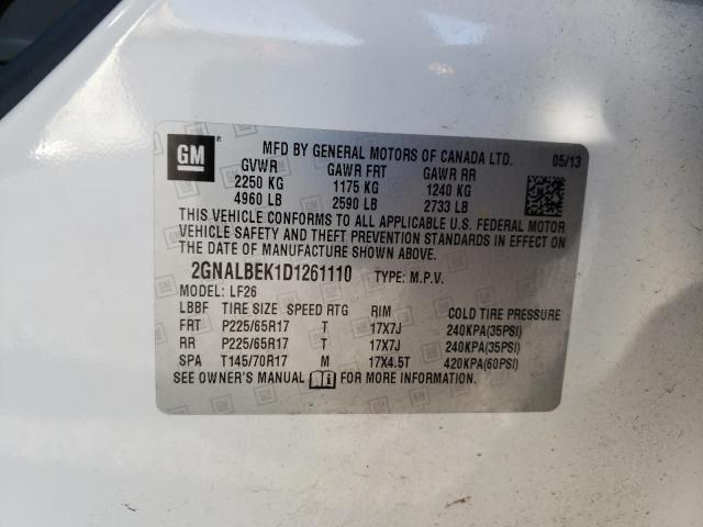 Photo 9 VIN: 2GNALBEK1D1261110 - CHEVROLET EQUINOX LS 